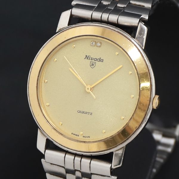 QZ NIVADA 92111G Gold Dial Ladies Watch with Stone 2000000 NSK KRK