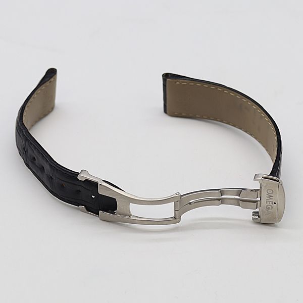 良品 オメガ 純正ベルト レザー ステンレス ブラックカラー 19mm用