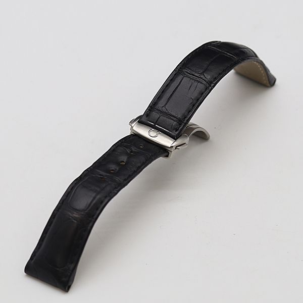 良品 オメガ 純正ベルト レザー ステンレス ブラックカラー 19mm用