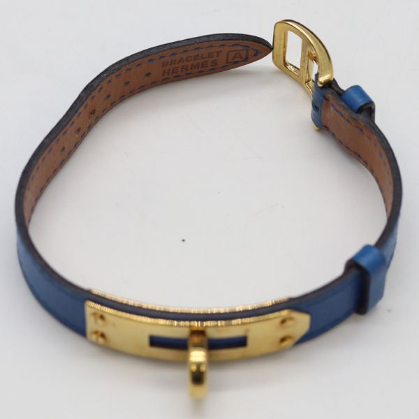エルメス ケリーウォッチ 純正ベルト レザー A□刻印 青カラー