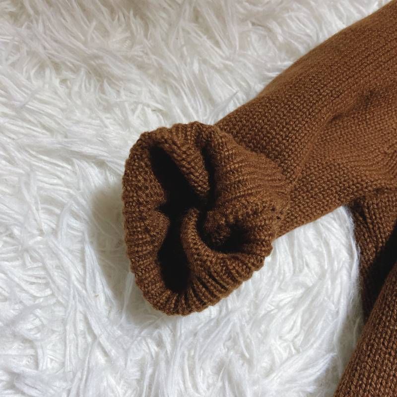 CELINE セリーヌ 半袖ニット タートルネック カシミヤ100% ブラウン