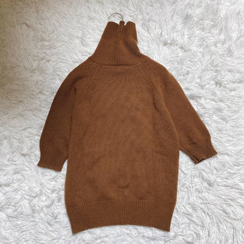 未使用級　セリーヌ　カシミヤ100％　半袖　タートルネック　ニット　セーター　M CELINE セリーヌ 半袖ニット タートルネック カシミヤ100% ブラウン