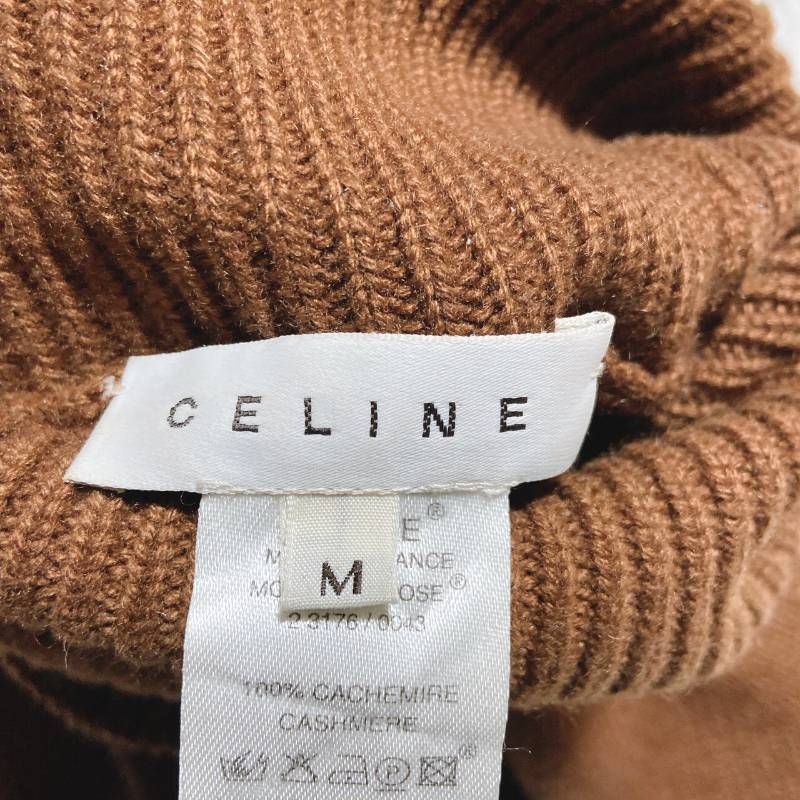 CELINE セリーヌ 半袖ニット タートルネック カシミヤ100% ブラウン