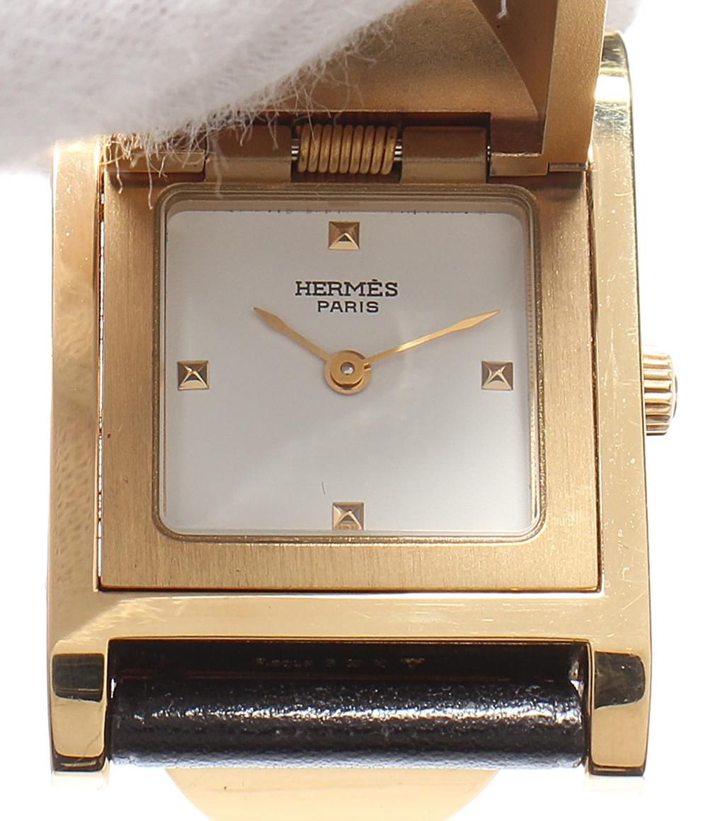 エルメス 腕時計 〇X刻印 メドール クオーツ ホワイト レディース