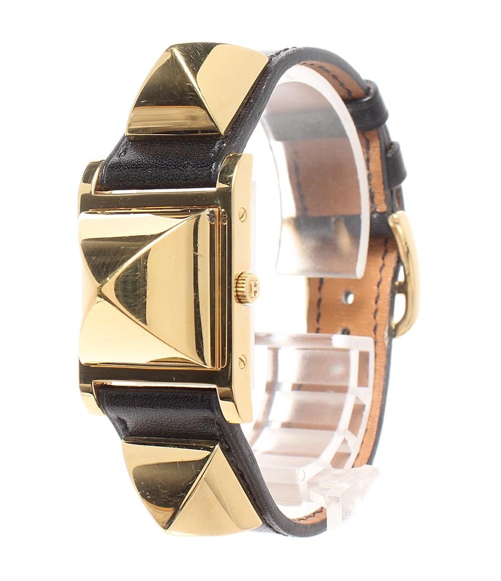 エルメス 腕時計 〇X刻印 メドール クオーツ ホワイト レディース