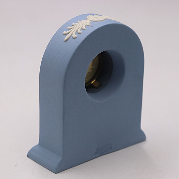 箱付 ウェッジウッド ジャスパー ペール ブルー マントルクロック QZ