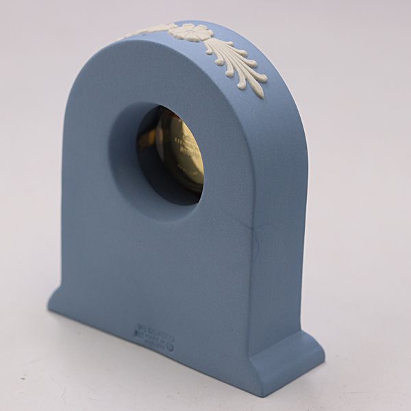 箱付 ウェッジウッド ジャスパー ペール ブルー マントルクロック QZ