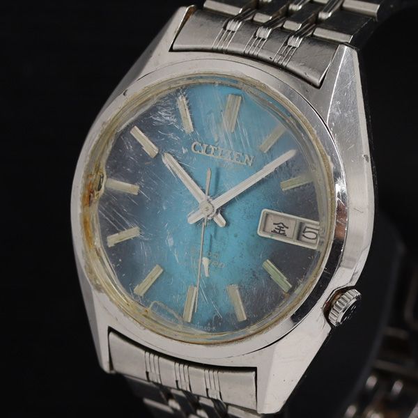 シチズン 4-771125 AT/自動巻 青文字盤 デイデイト 26石 メンズ腕時計