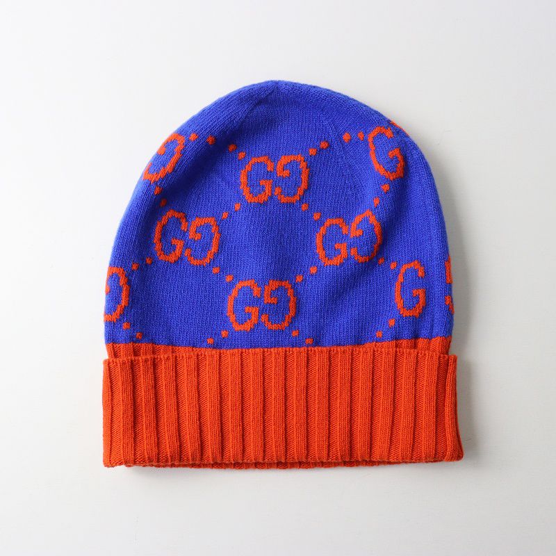 美品 JPタグ グッチ GUCCI 676110 HAT MUCH GG柄 バイカラーロゴ