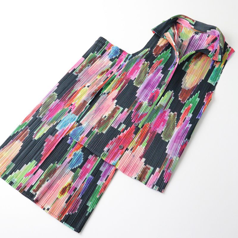 美品✨プリーツプリーズ イッセイミヤケ スカート モザイク模様 マルチカラー プリーツプリーズイッセイミヤケ PP71-JG634 スカート 1 マルチカラー