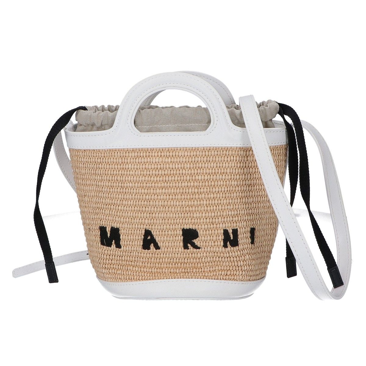 ○★新品 未使用 MARNI トロピカリア レザー×ラフィア トート かごバッグ MARNI マルニ かごバッグ トートバッグ TROPICALIA レザー ラフィア