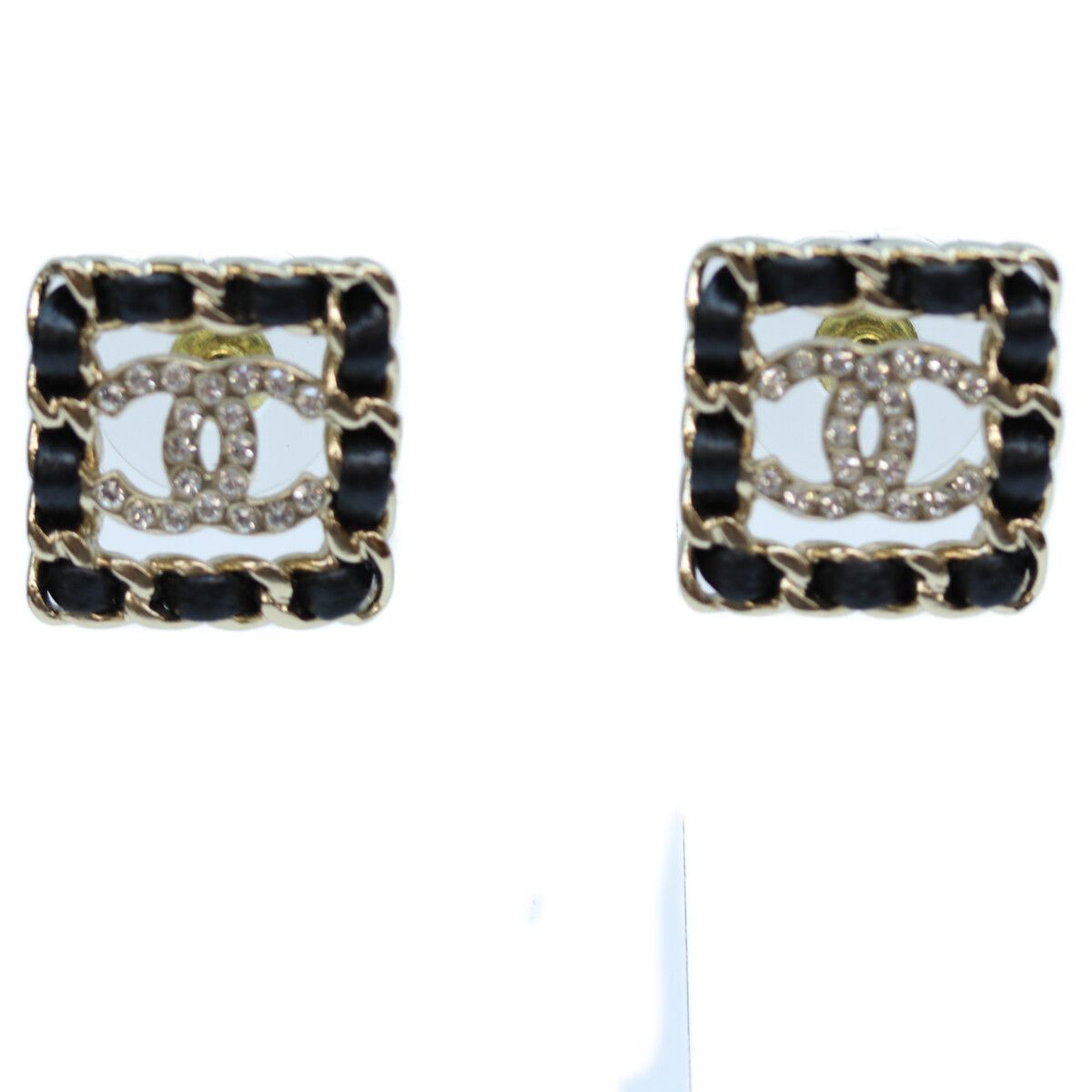 美品 CHANEL シャネル B21V GP ラインストーン 編み込み スクエア