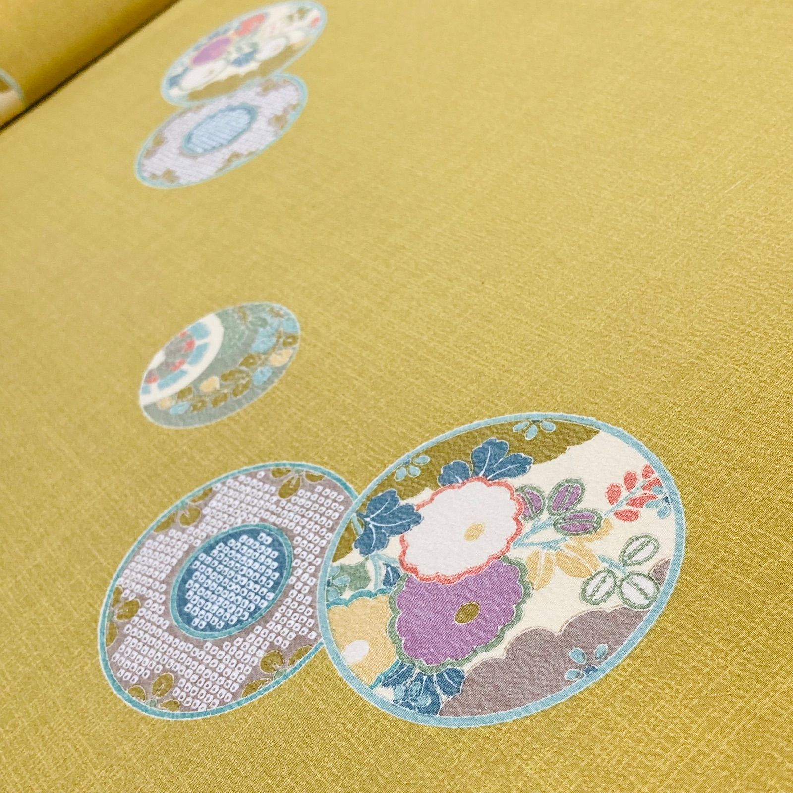 着物と帯オレンジ y206◾️割と綺麗なポリエステル化繊小紋着尺反物5点