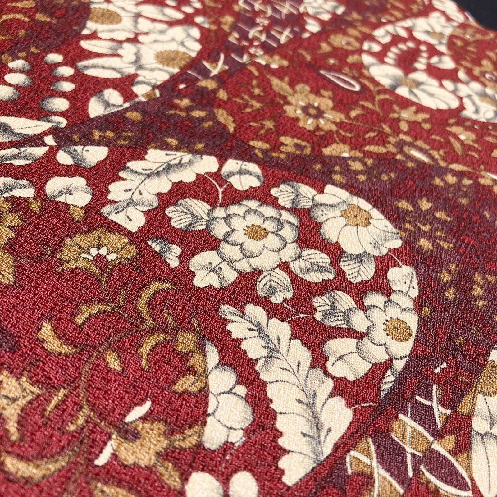 着物と帯オレンジ y206◾️割と綺麗なポリエステル化繊小紋着尺反物5点