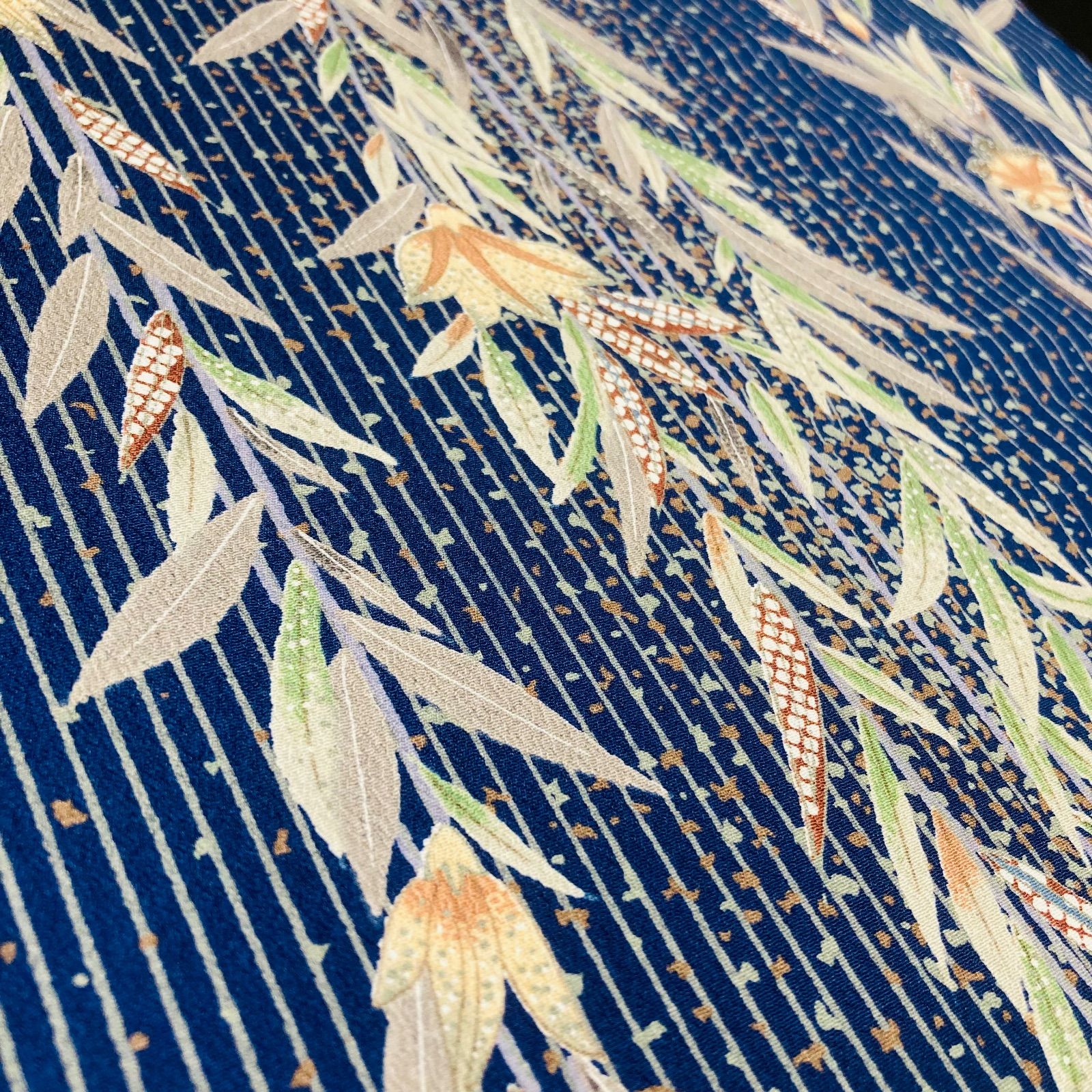 着物と帯オレンジ y206◾️割と綺麗なポリエステル化繊小紋着尺反物5点