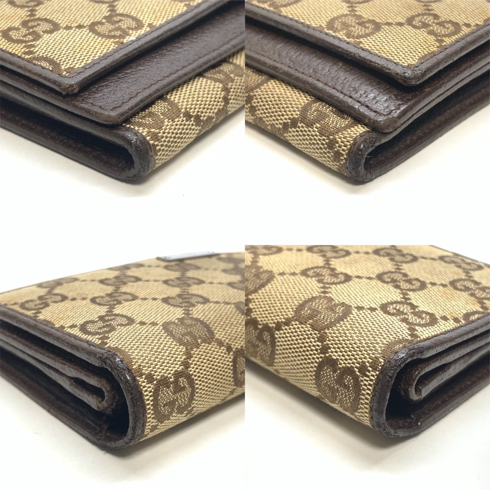 GUCCI グッチ 長財布 GG キャンバス ゴールド プレート ダークブラウン GUCCI（グッチ） GGキャンバス Wホック 長財布 レディース キャンバス