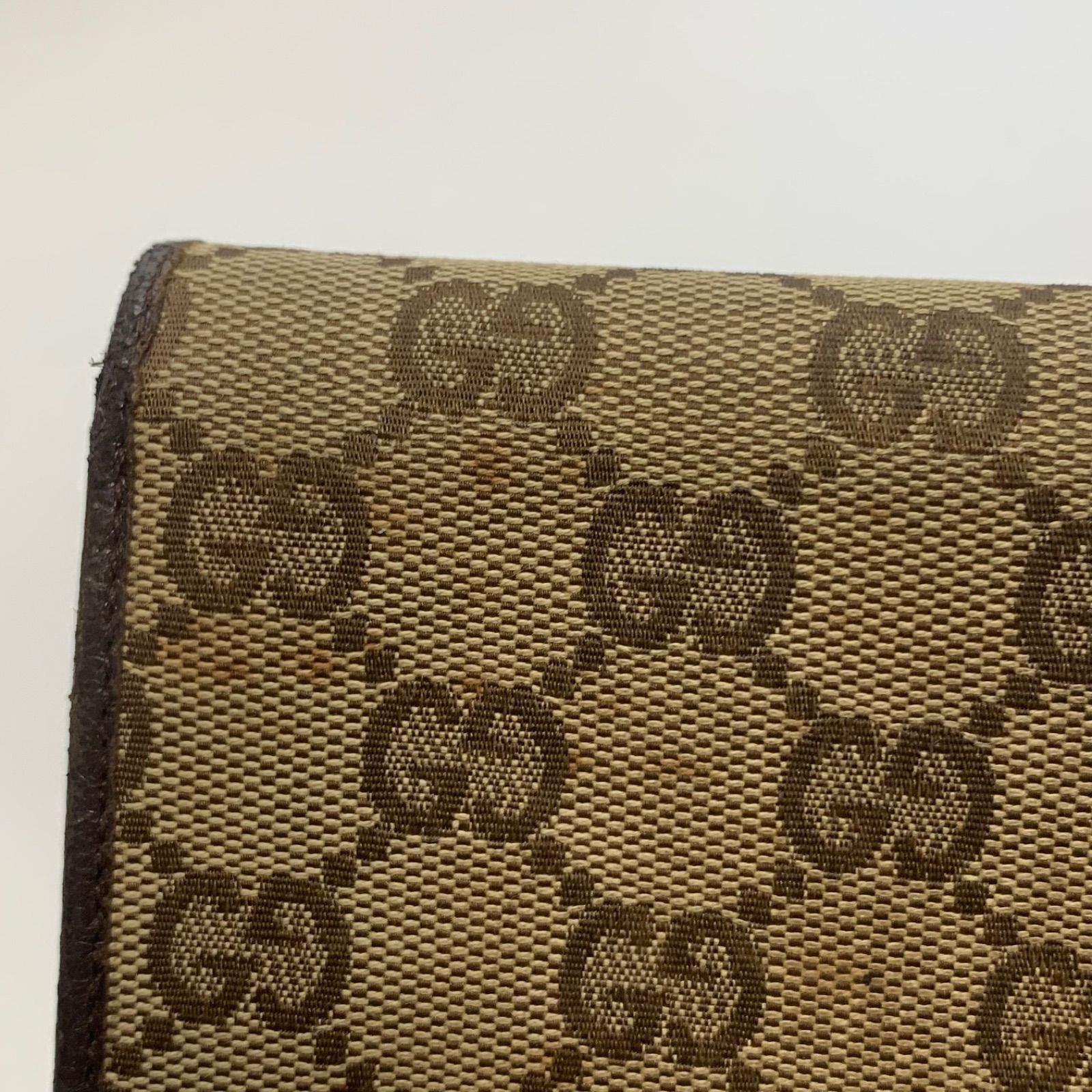 GUCCI グッチ 長財布 GG キャンバス ゴールド プレート ダークブラウン GUCCI（グッチ） GGキャンバス Wホック 長財布 レディース キャンバス