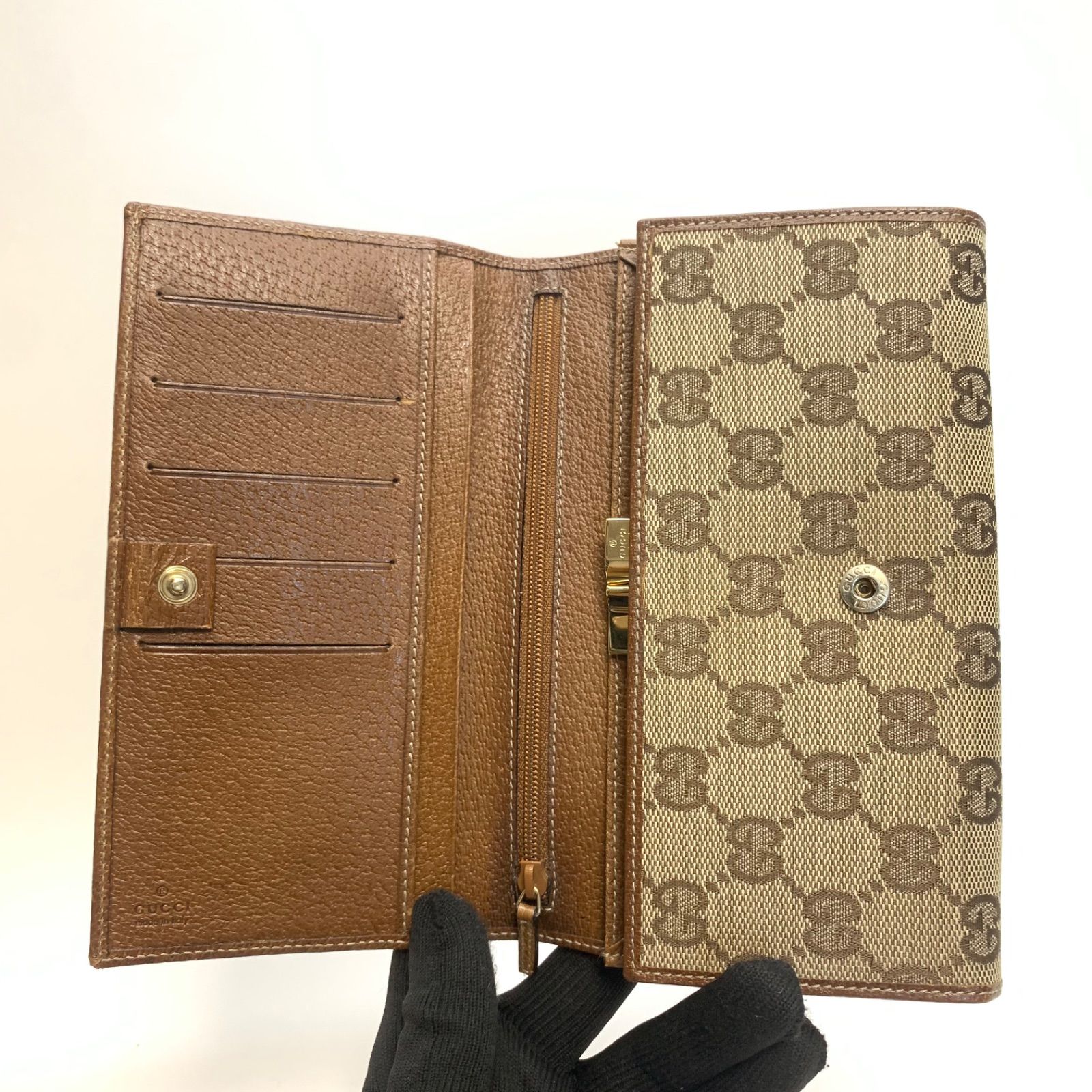3242 GUCCI グッチ 長財布 GG キャンバス がまくち フラップ 