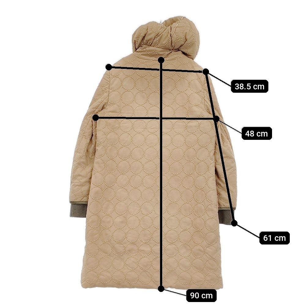 ミナペルホネン　ベージュ タンバリンダウンコートフード付き　36 mina perhonen tambourine qa6332 刺繍 フード サイズ36 ダウンコート