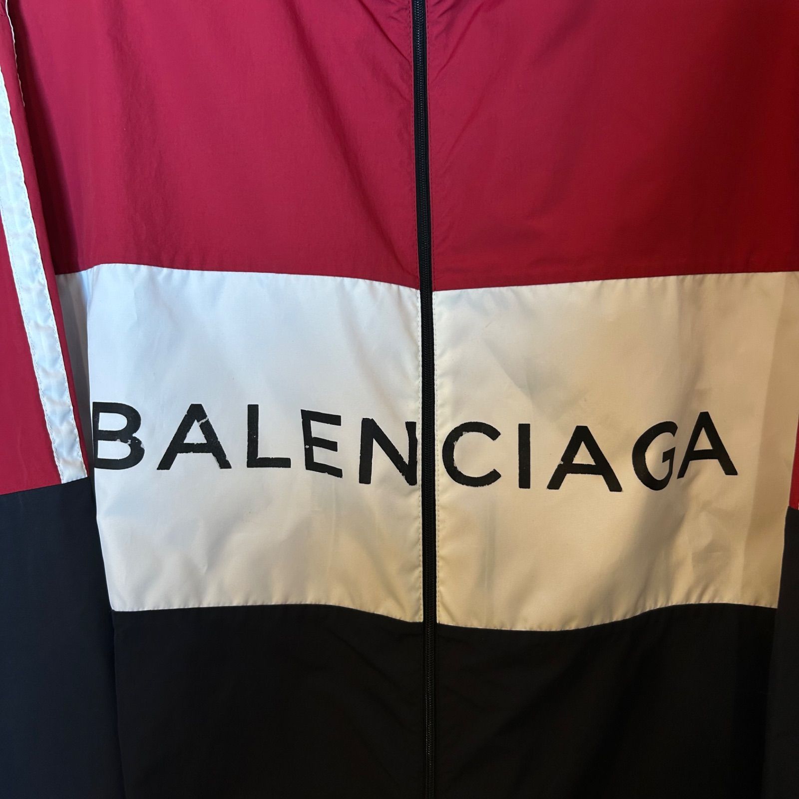 バレンシアガ BALENCIAGAロゴ ナイロン トラック ジャケット 38 赤 白