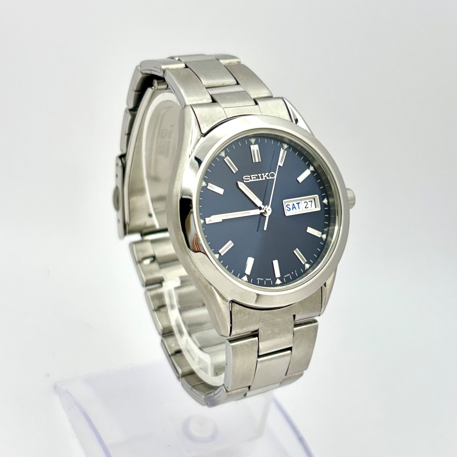 【美品/新品電池】 SEIKO スポーツ メンズ 腕時計 デイデイト 純正ベルト 美品/新品電池】SEIKO セイコー メンズ 腕時計 デイデイト シルバー