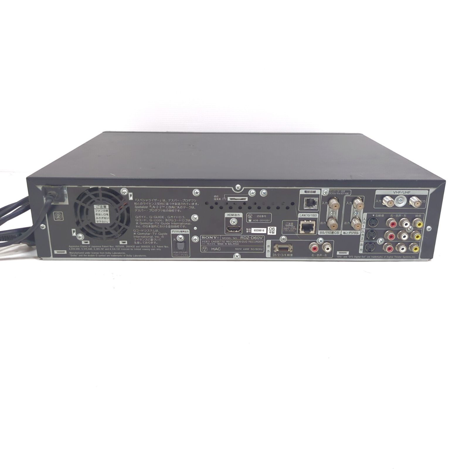 ソニー VHS一体型 DVD レコーダー スゴ録 250GB RDZ-D60V 【公式通販】