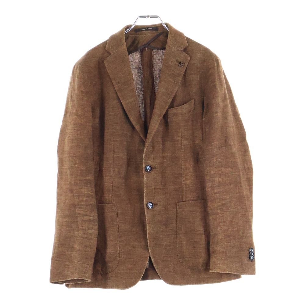 タリアトーレ　モンテカルロ　イタリア製　ブラウン テーラードジャケット TAGLIATORE (タリアトーレ) MONTECARLOモンテカルロ ラペルピン リネン