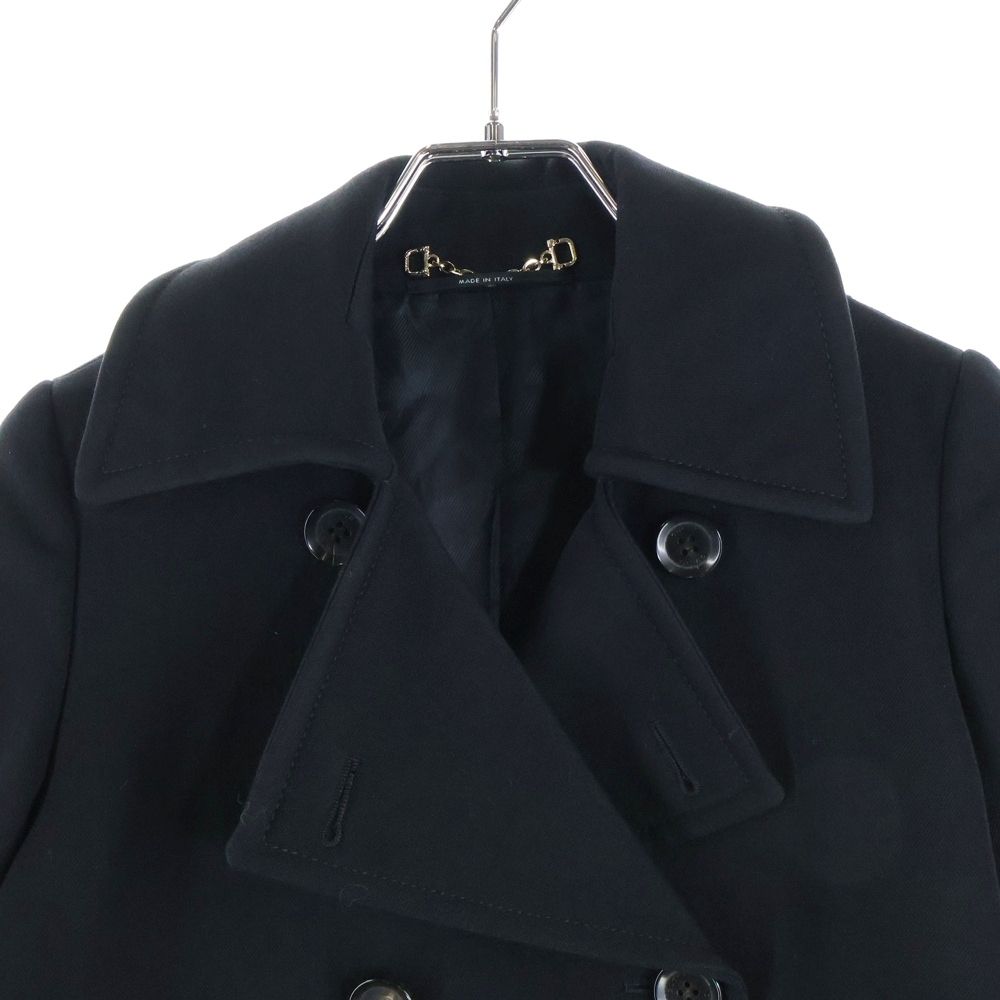 ★GUCCI★インターロッキング刻印★GG裏地★ウールチェスターコート★黒 GUCCI (グッチ) 裏地インターロックG 総柄 ウール ダブルブレスト