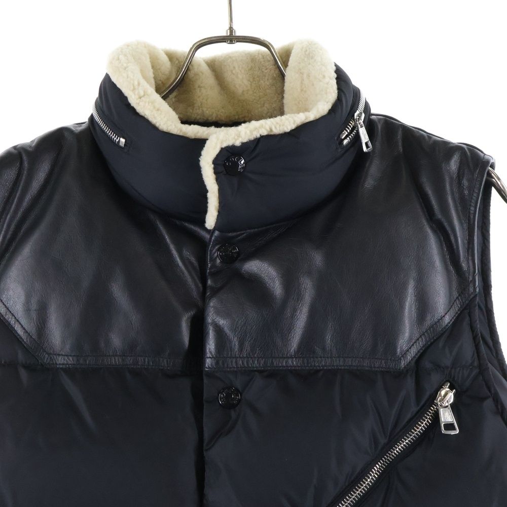 MONCLER ムートンレザーダウンベスト AVORD MONCLER (モンクレール) AVORD 襟ムートン レザー切替ダウンベスト