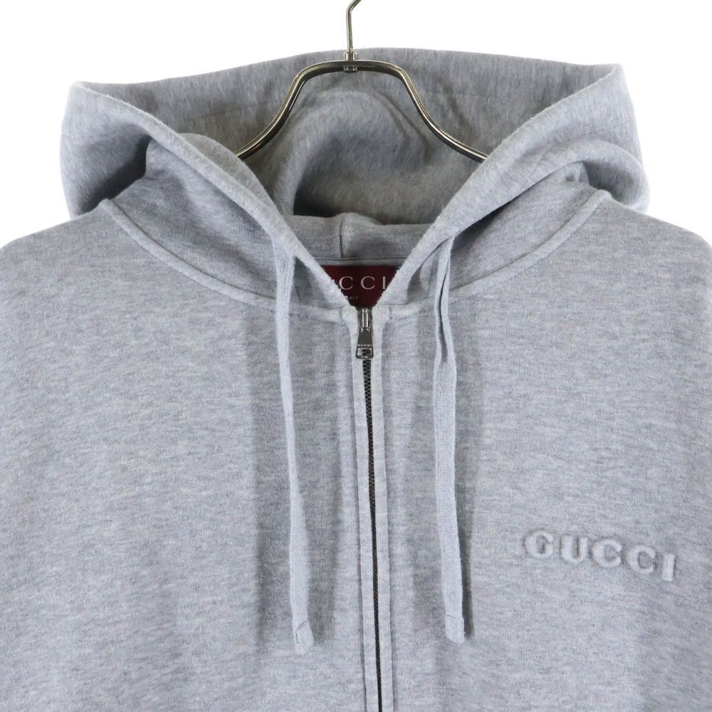 【ミント】GUCCI グレー ジップアップパーカー GUCCI (グッチ) コットンジャージジップアップスウェットパーカー