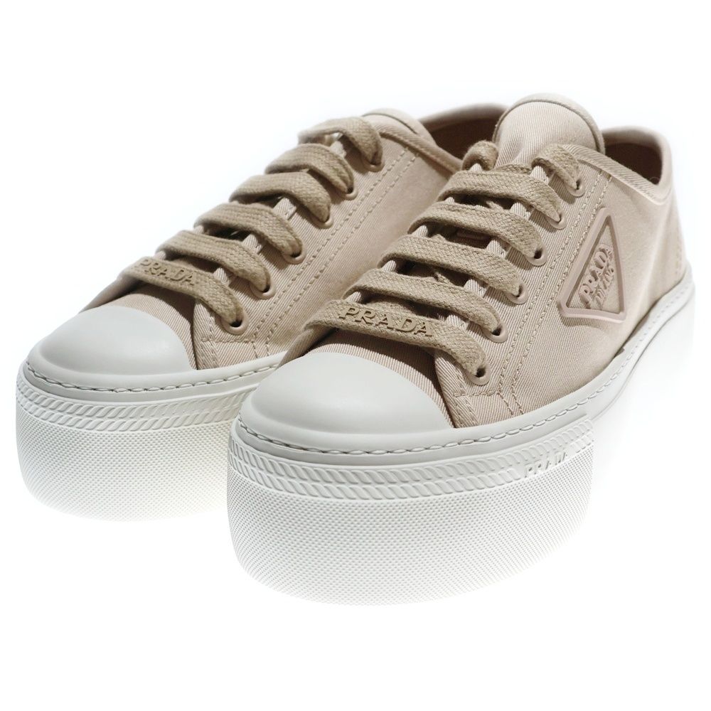 PRADA (プラダ) トライアングルロゴ コットンキャンバス ローカット