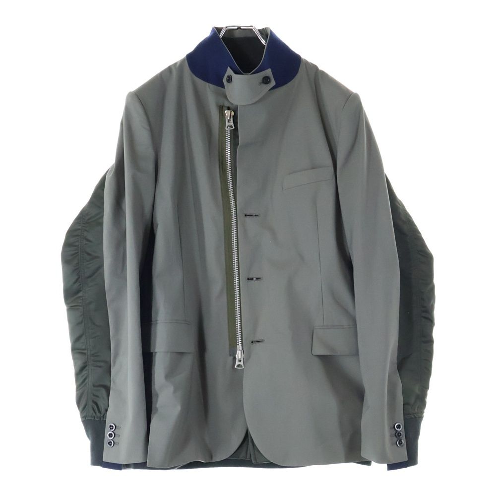Sacai グレー ジッパー付き カジュアルジャケット Sacai (サカイ) 23AW SUITING JACKETスーティング ブルゾンドッキング
