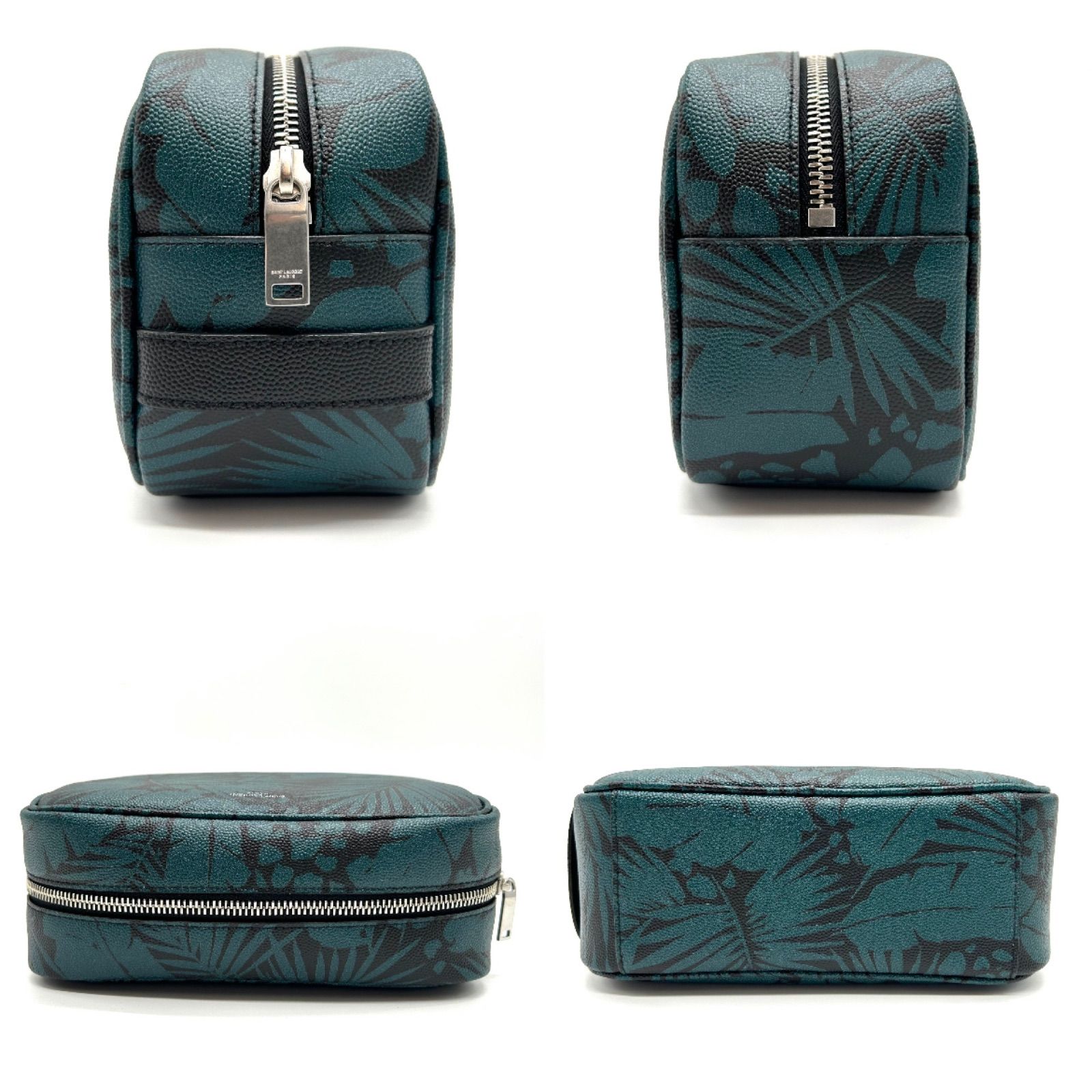 SAINT LAURENT サンローラン YSL ポーチ レザー グリーン GUE650125