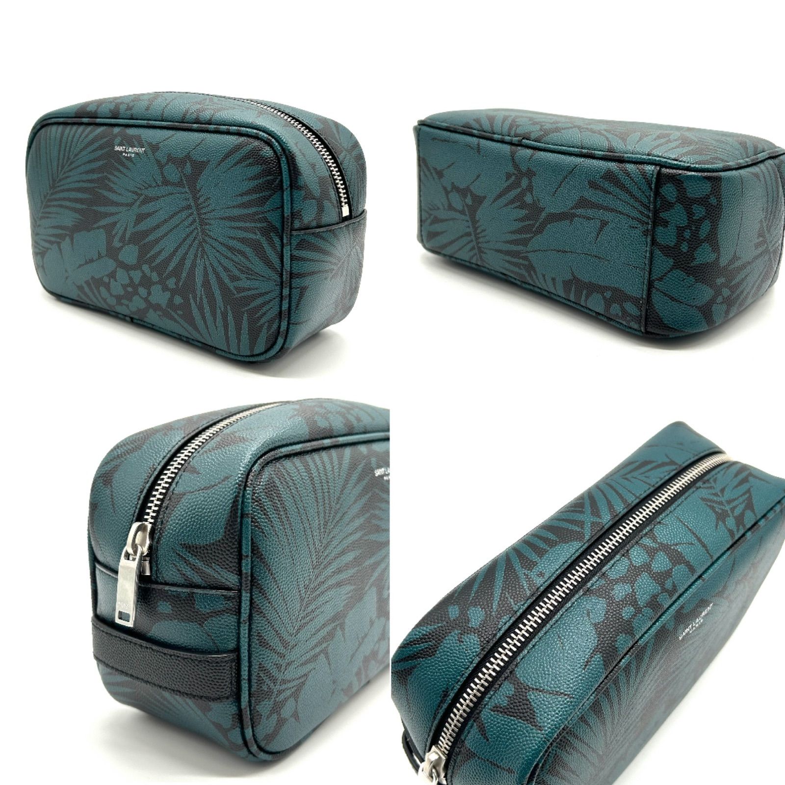 SAINT LAURENT サンローラン YSL ポーチ レザー グリーン GUE650125