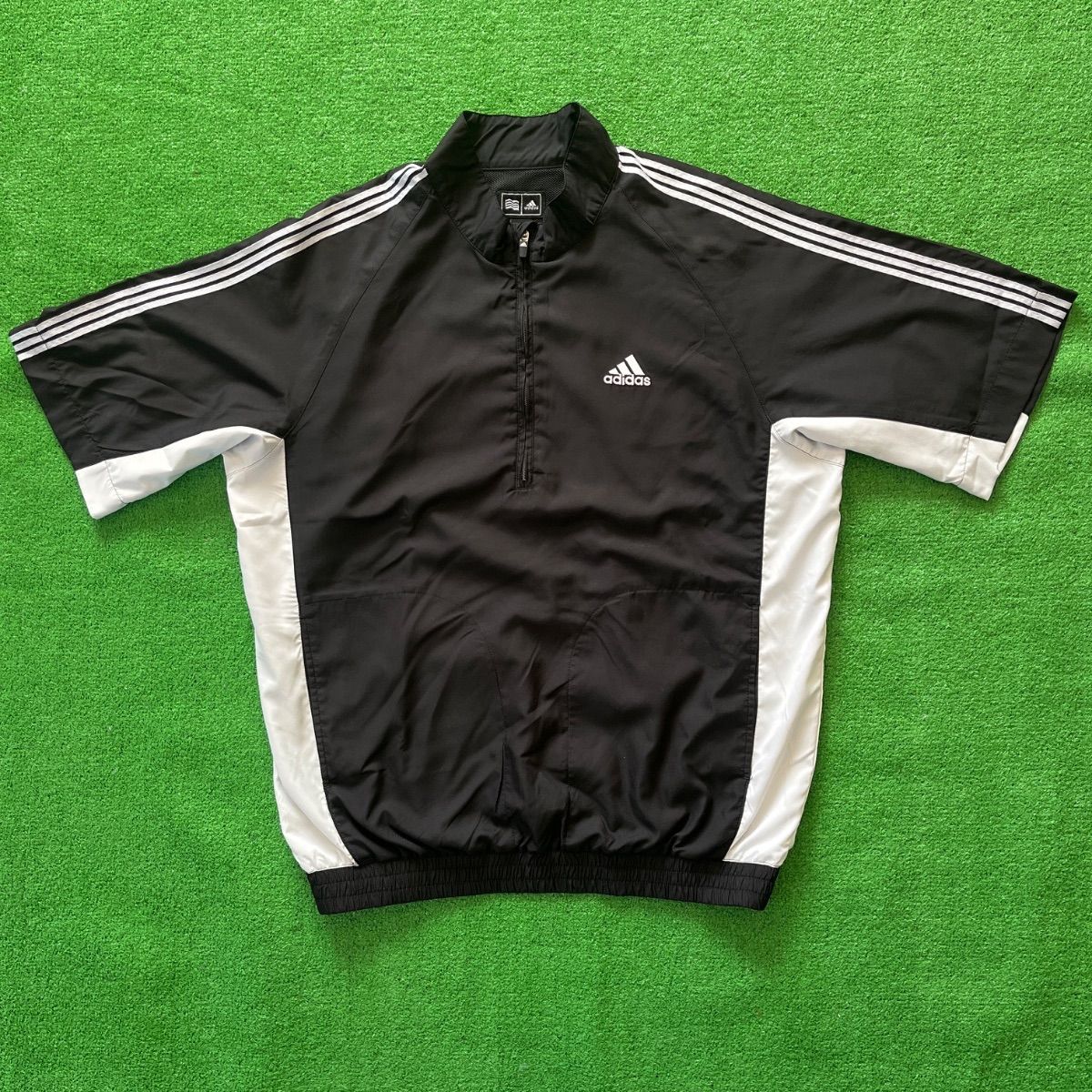 レアカラー 00s adidas GOLF 袖胸刺繍 XL 古着 プルジャケット GOLF ダンボールニット フルジップ ジャケット (adidas) アディダス