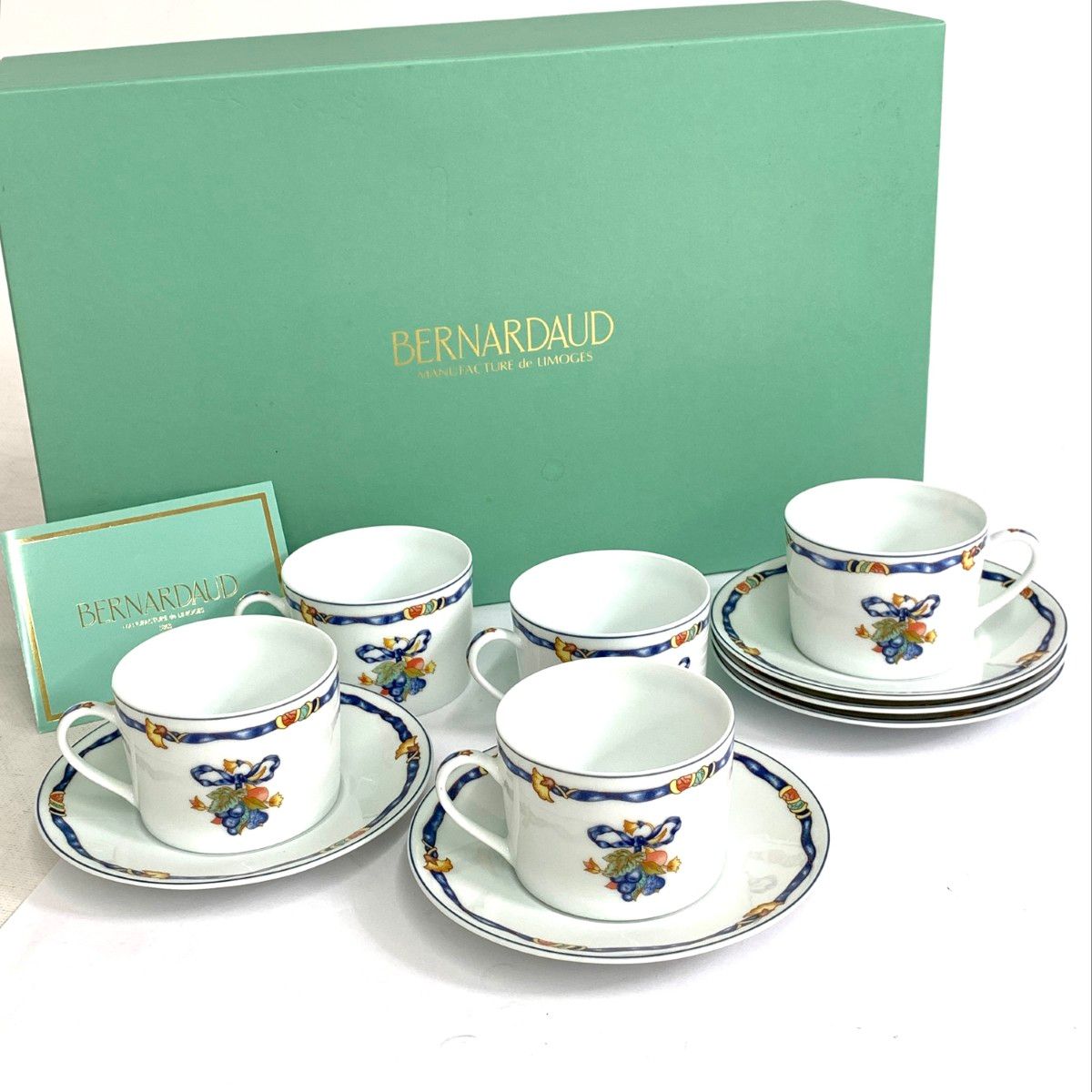 BERNARDAUD ベルナルド カップ＆ソーサー 5客セット ホワイト