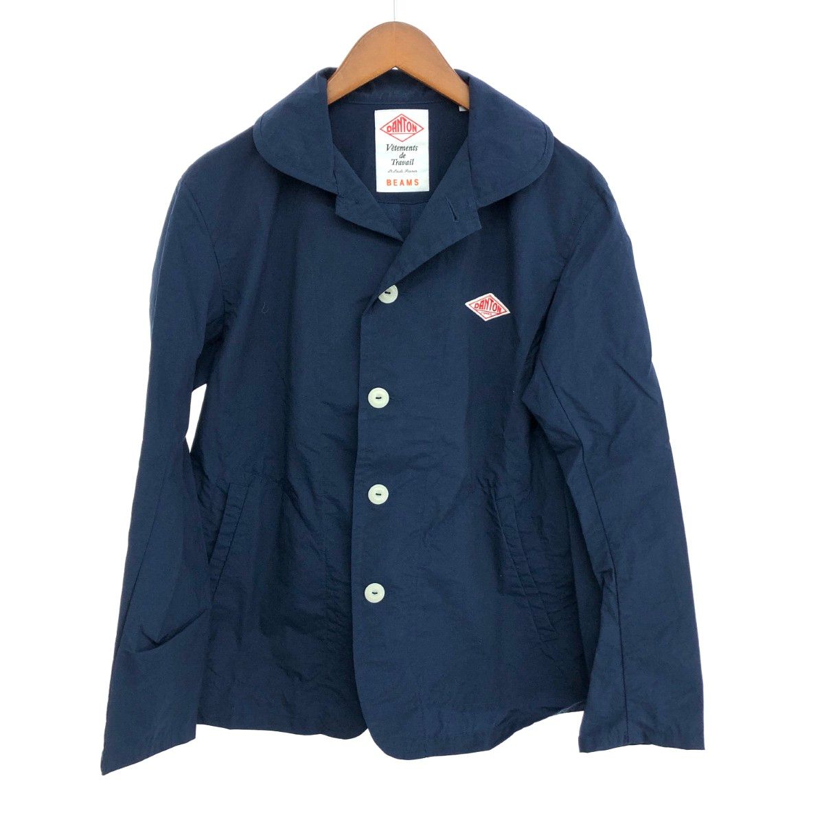 美品 ダントン ビームス コラボ ネイビー ジャケット サイズ38 Danton ダントン ビームス別注/ナイロンジャケット サイズ:38 ロゴ