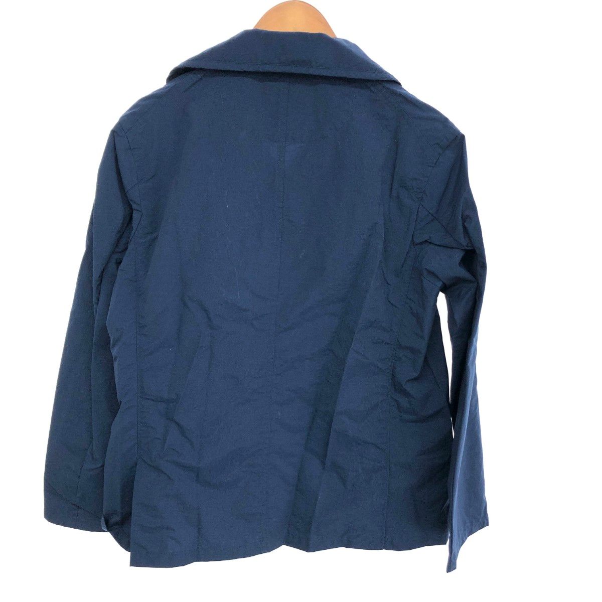 『ダントン』丸襟ナイロンシャツジャケット BEAMS別注 ネイビー 手洗可 40 Danton ダントン ビームス別注/ナイロンジャケット サイズ:38 ロゴ