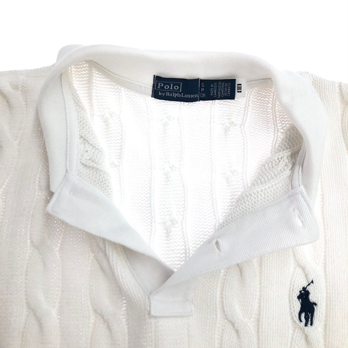 【Mサイズ】ラルフローレン　半袖ケーブルニット　ホワイト ポロラルフローレン ケーブル編み ニット 半袖 S - メルカリ