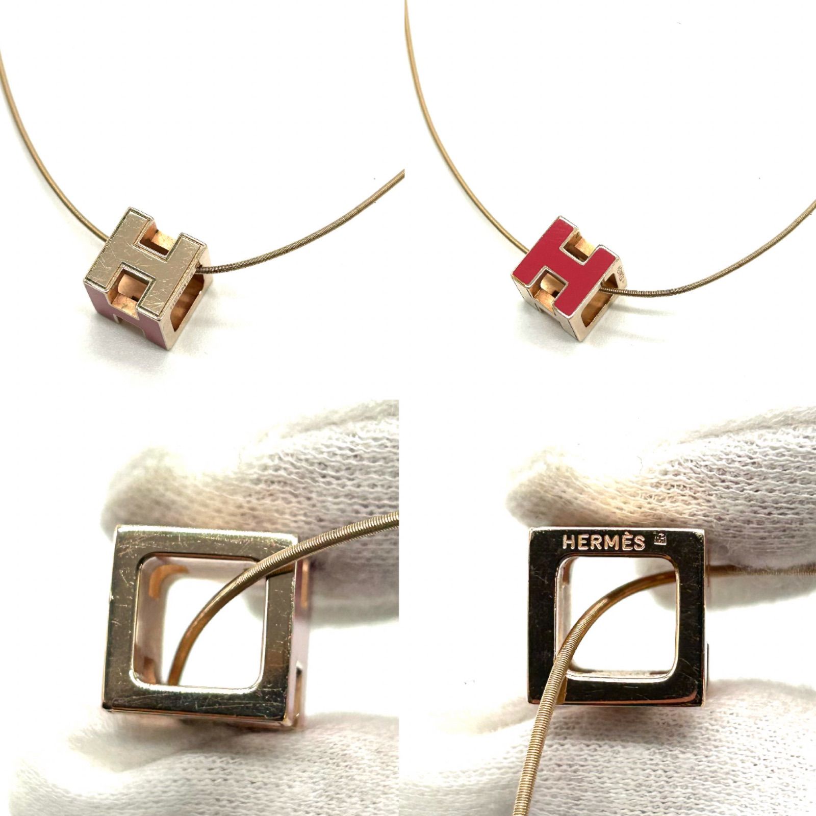 HERMES エルメス ガージュドアッシュ Hキューブ ネックレス レディース 