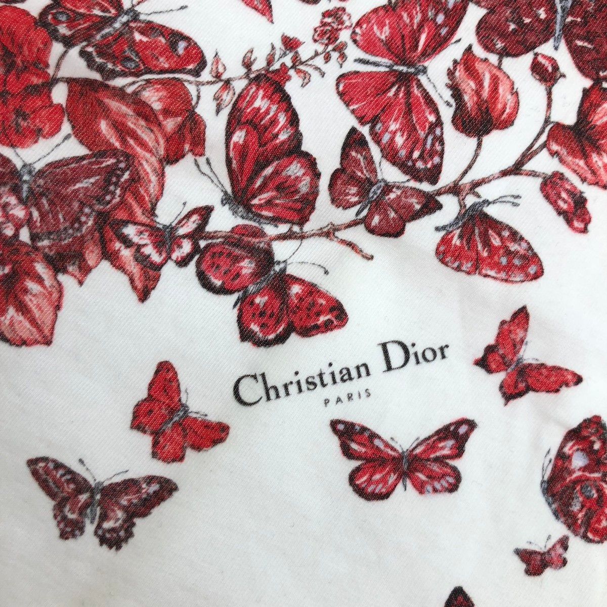 Christian Dior クリスチャンディオール バタフライ 半袖カットソー サイズ:XS Tシャツ/蝶 413T09A4524   ホワイト レディース / 240001178729 Christian Dior クリスチャンディオール バタフライ 半袖カットソー