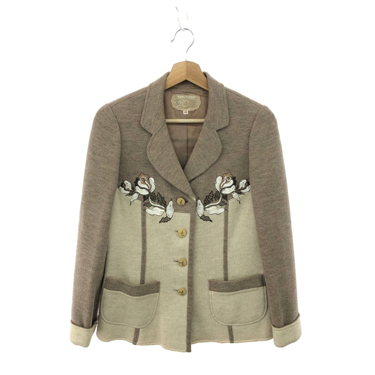 import Rossa インポートロッサ ニットジャケット サイズ:44 花柄刺繍