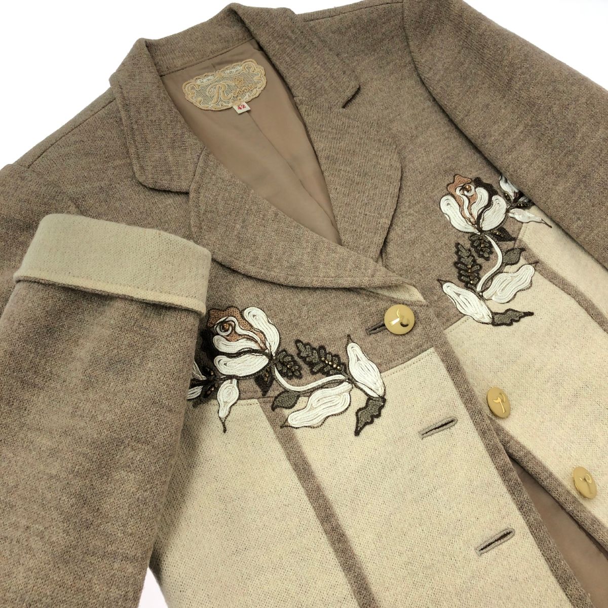 import Rossa インポートロッサ ニットジャケット サイズ:44 花柄刺繍