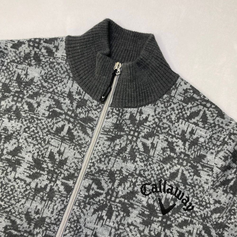 CALLAWAY キャロウェイ 裏地付きニットジャケットLsizeゴルフウェア CALLAWAY キャロウェイ ウール混 ニットジップジャケット 裏地付