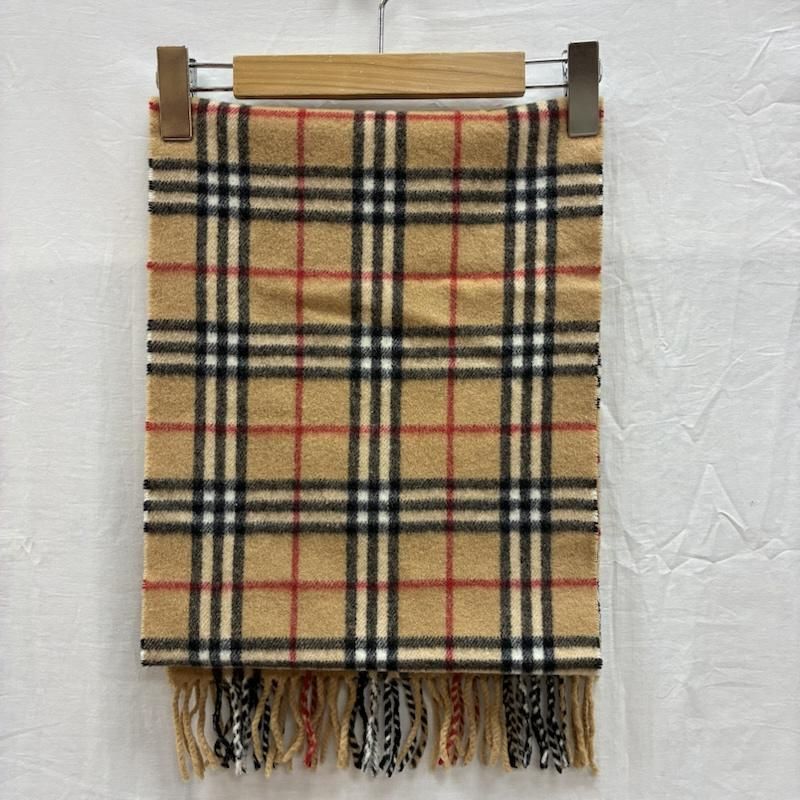 バーバリーロンドン イングランド製 カシミヤ ノバチェック フリンジ