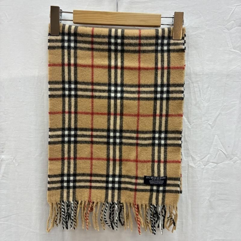 バーバリーロンドン イングランド製 カシミヤ ノバチェック フリンジ