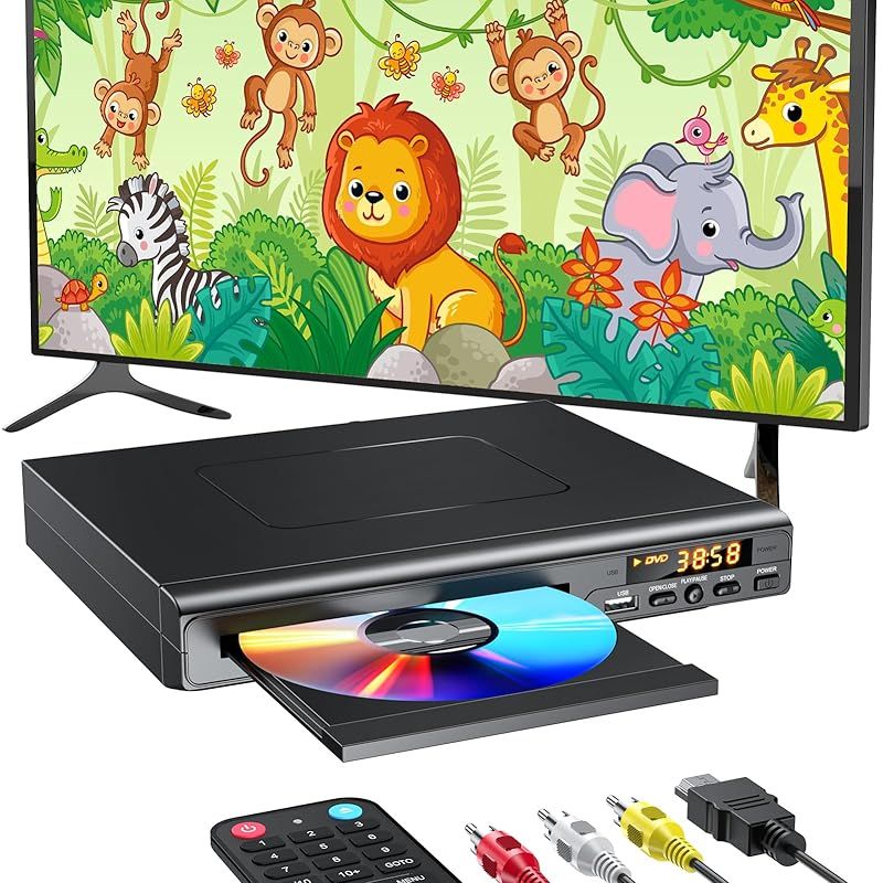 DVD プレーヤー HDMI, すべての地域を再生できる DVD プレーヤー, 高齢者向けのシンプルな DVD プレーヤー, ホーム ステレオ システム用 CD DVDプレーヤー, HDMI および RCA ケーブル付属 0