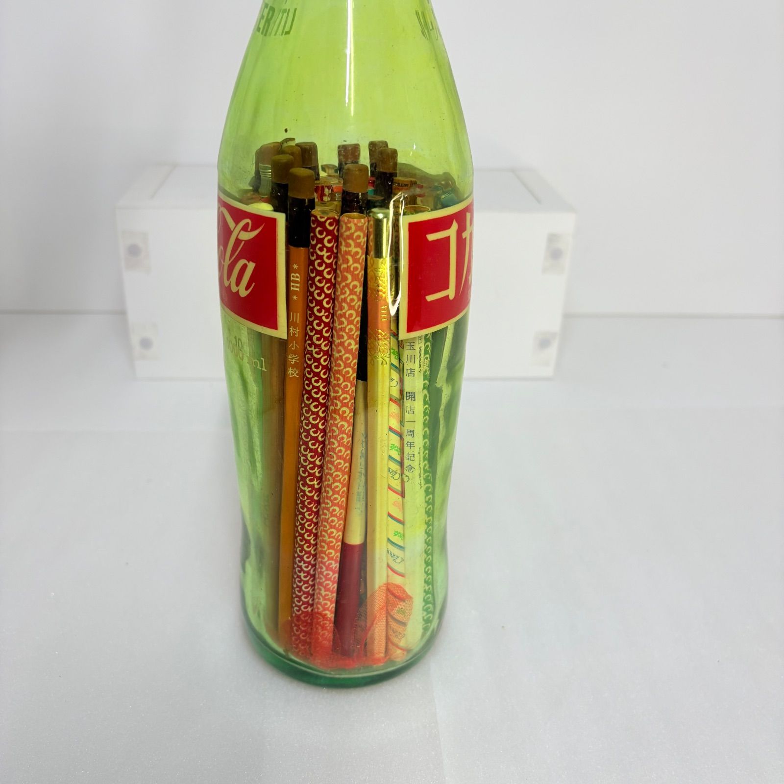 レトロ瓶】コカコーラ1リットル 1970年代 鉛筆コレクション入り ?B-3 