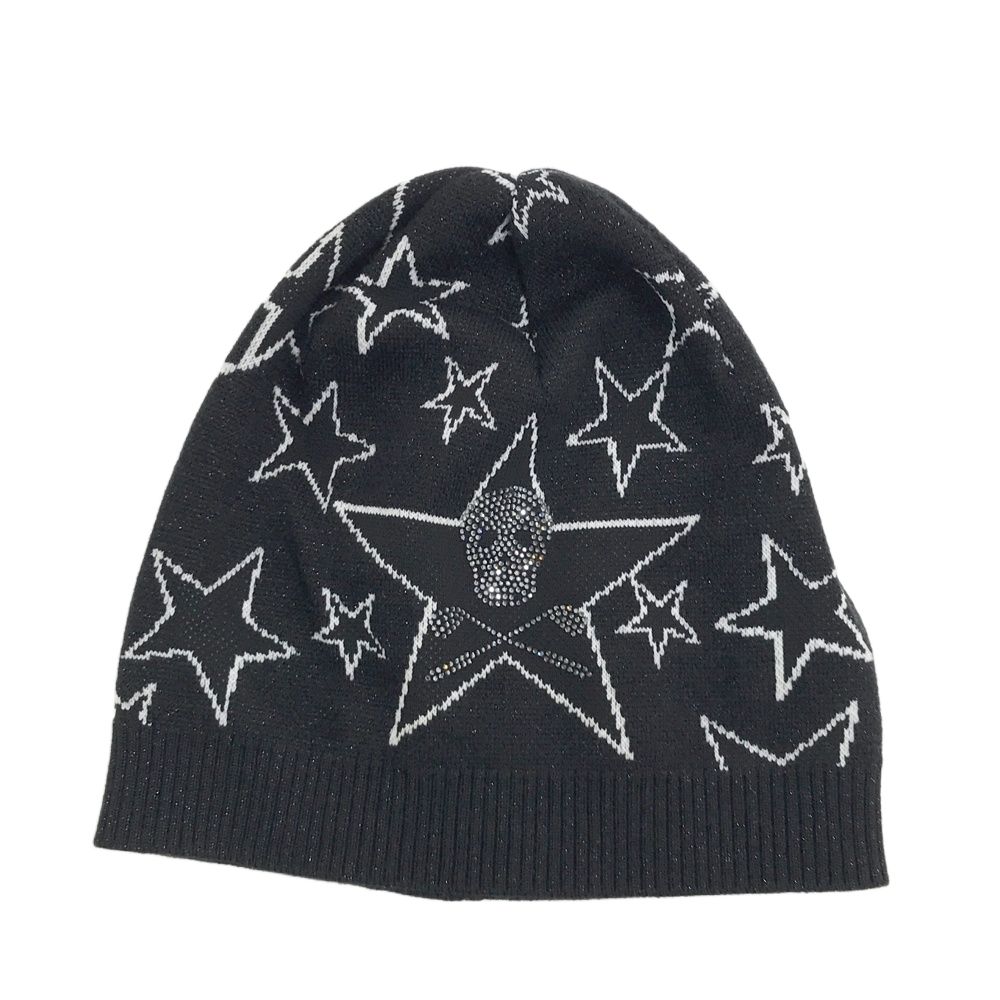 MARK&LONA マークアンドロナ ウール混 ニット帽 ラインストーン 星柄