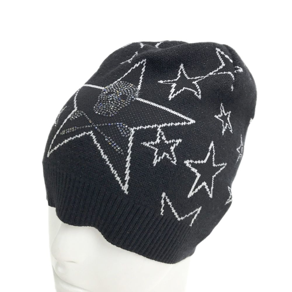 MARK&LONA マークアンドロナ ウール混 ニット帽 ラインストーン 星柄